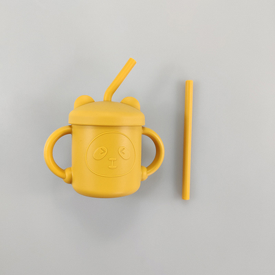 피딩되기 위한 밀짚과 새지 않는 실리콘 비 하락 아기 sippy 컵